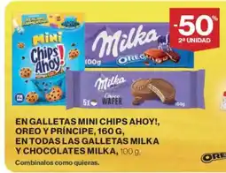 El Corte Inglés En galletas mini chips ahoy!, oreo y príncipe en todas las galletas milka y chocolates milka oferta