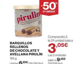 El Corte Inglés PIRULÍN Barquillos rellenos de chocolate y avellana oferta