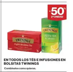 El Corte Inglés TWININGS En todos los tés e infusiones en bolsitas oferta