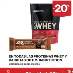 El Corte Inglés En todas las proteínas whey y barritas optimum nutrition oferta