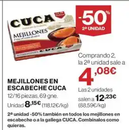 El Corte Inglés CUCA Mejillones en escabeche oferta