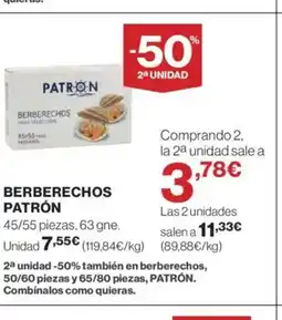 El Corte Inglés PATRÓN Berberechos oferta