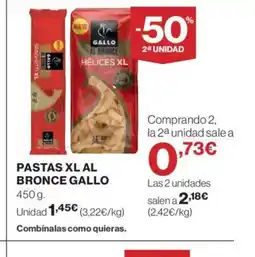 El Corte Inglés GALLO Pastas xl al bronce oferta