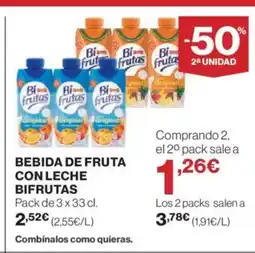 El Corte Inglés BIFRUTAS de fruta con leche oferta