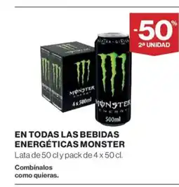 El Corte Inglés MONSTER En todas las bebidas energéticas oferta