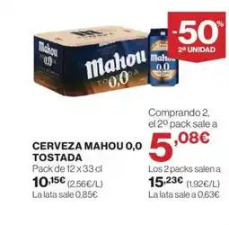 El Corte Inglés Cerveza mahou 0,0 tostada oferta