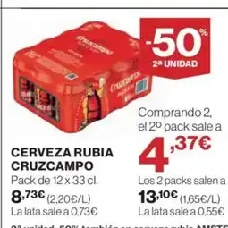 El Corte Inglés RUBIA CRUZCAMPO Cerveza oferta