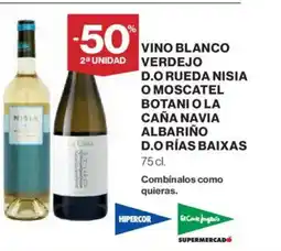 El Corte Inglés Vino blanco verdejo d.o rueda nisia o moscatel botani o la caña navia albariño oferta