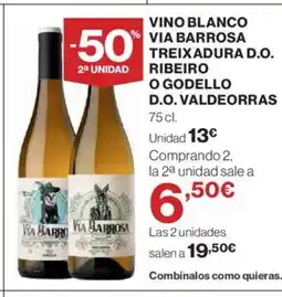 El Corte Inglés Vino blanco via barrosa treixadura d.o. ribeiro o godello d.o. valdeorras oferta