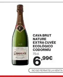 El Corte Inglés CODORNÍU Cava brut nature extra cuvée ecológico oferta