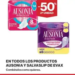 El Corte Inglés En todos los productos ausonia y salvaslip de evax oferta