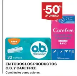 El Corte Inglés En todos los productos o.b. y carefree oferta