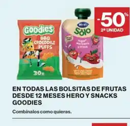 El Corte Inglés En todas las bolsitas de frutas desde 12 meses hero y snacks goodies oferta