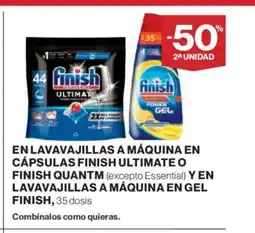 El Corte Inglés En lavavajillas a máquina en cápsulas finish ultimate o finish quantum oferta