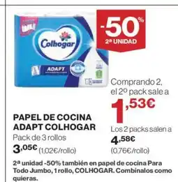 El Corte Inglés COLHOGAR Papel de cocina adapt oferta