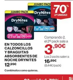 El Corte Inglés DRYNITES En todos los calzoncillos y braguitas absorbentes de noche oferta