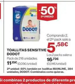El Corte Inglés DODOT Toallitas sensitive oferta
