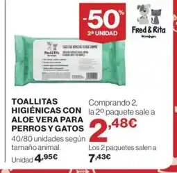 El Corte Inglés Toallitas higiénicas con aloe vera para perros y gatos oferta