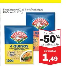 Sorli EL CASERIO Formatge ratllat 3 o 4 formatges oferta
