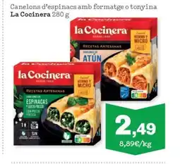 Sorli LA COCINERA Canelons d'espinacs amb formatge o tonyina oferta