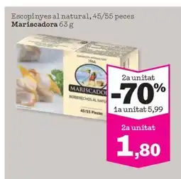 Sorli MARISCADORA Escopinyes al natural, 45/55 peces oferta