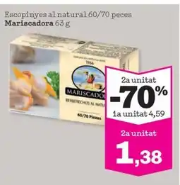 Sorli MARISCADORA Escopinyes al natural 60/70 peces oferta