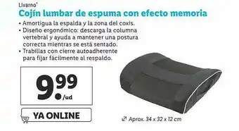 Lidl Livarno Cojín Lumbar De Espuma Con Efecto Memoria oferta