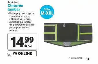 Lidl Sensiplast Cinturón Lumbar oferta