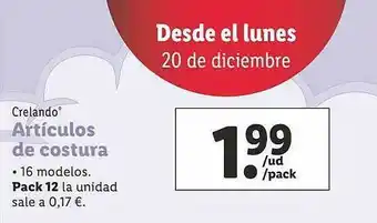 Lidl Crelando Artículos De Costura oferta