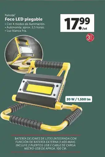 Lidl Parkside Foco Led Plegable oferta