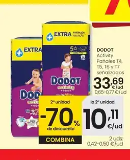 Eroski DODOT Activity Pañales T4, T5, T6 y T7 señalizados oferta