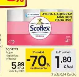 Eroski SCOTTEX Papel higiénico, 16 rollos oferta