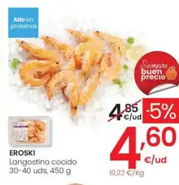 Eroski EROSKI Langostino cocido 30-40 uds oferta