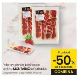 Eroski MONTARAZ Paleta y jamón ibéricos de bellota señalizados oferta