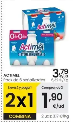 Eroski ACTIMEL Pack de 6 señalizados oferta