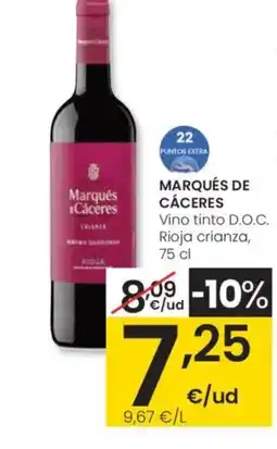 Eroski MARQUÉS DE CÁCERES Vino tinto D.O.C. Rioja crianza oferta