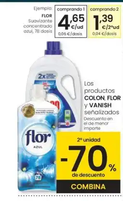 Eroski FLOR Suavizante concentrado azul, 78 dosis oferta