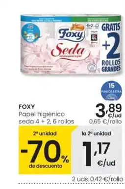 Eroski FOXY Papel higiénico seda 4 + 2, 6 rollos oferta