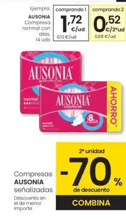 Eroski AUSONIA Compresa normal con alas oferta