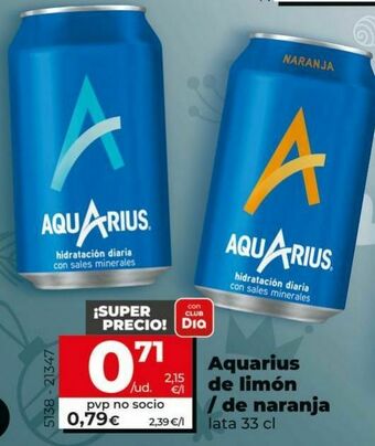 Dia Bebida isotónica aquarius oferta