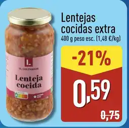 ALDI Lentejas cocidas extra oferta