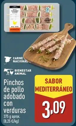 ALDI Pinchos de pollo adobado con verduras oferta