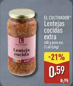 ALDI EL CULTIVADOR Lentejas cocidas extra oferta