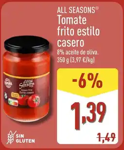 ALDI ALL SEASONS Tomate frito estilo casero oferta