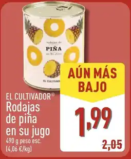 ALDI EL CULTIVADOR Rodajas de piña en su jugo oferta