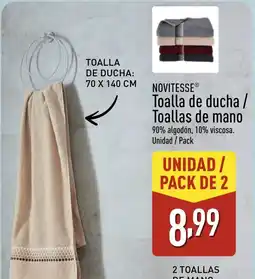 ALDI NOVITESSE Toalla de ducha / Toallas de mano oferta