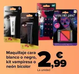 Carrefour Maquillaje cara blanco o negro, kit vampiresa o neón bicolor oferta