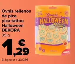 Carrefour DEKORA Ovnis rellenos de pica pica tattoo Halloween oferta