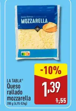 ALDI LA TABLA Queso rallado mozzarella oferta