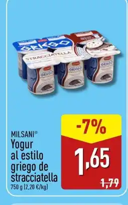 ALDI MILSANI Yogur al estilo griego de stracciatella oferta
